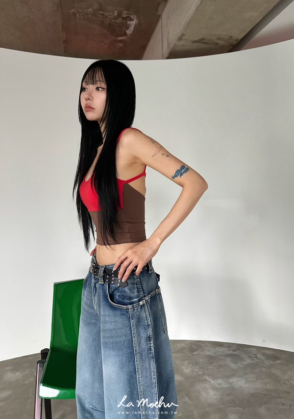 拼接色細肩美背BRA背心